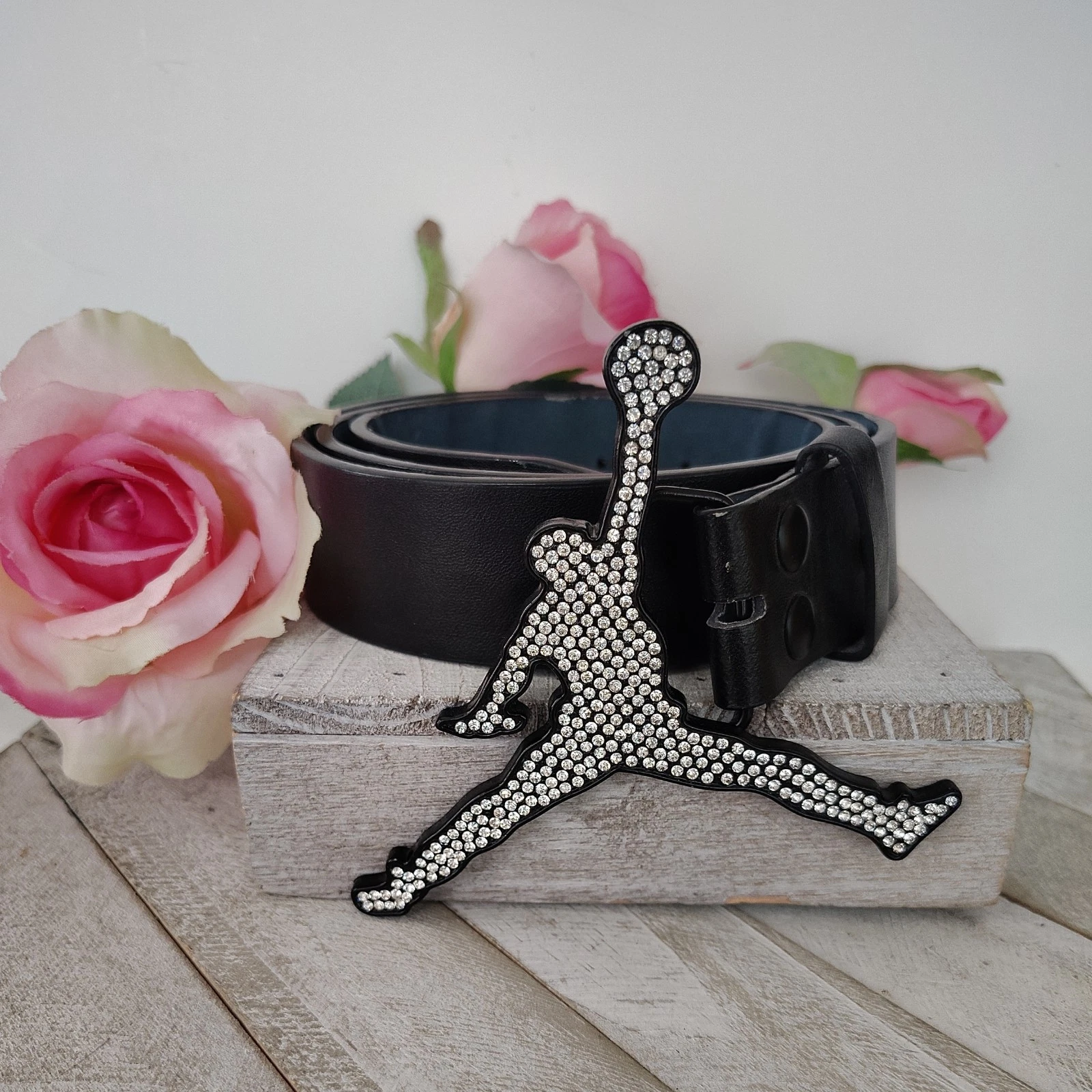 Michael Air Jordan Belt Buckle On Genuine Leather Classic Italia L 38" 40"