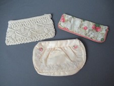 3 Ass't Vintage Clutch Purses All with Zippers Closure - Satin, Macram  - aa5 sb