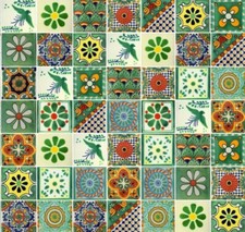50 Azulejos Cerámicos Mexicanos 4x4 Verde Diseños Surtidos