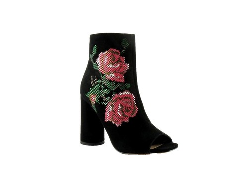 WOMEN'S XOXO SUEDE LACED PEEP TOE BOOTS HEELS 163506 BLACK 7.5M | eBay