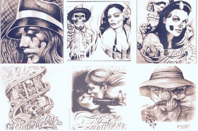 Tattoovorlagen 591 Seiten Flash Cd  - Chicano Mexico Tattoo gangster Set  Neu 
