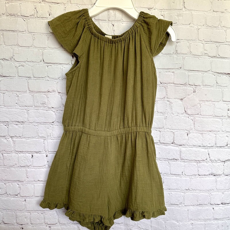 Crewcuts Girl Gauze Green Romper Size 8