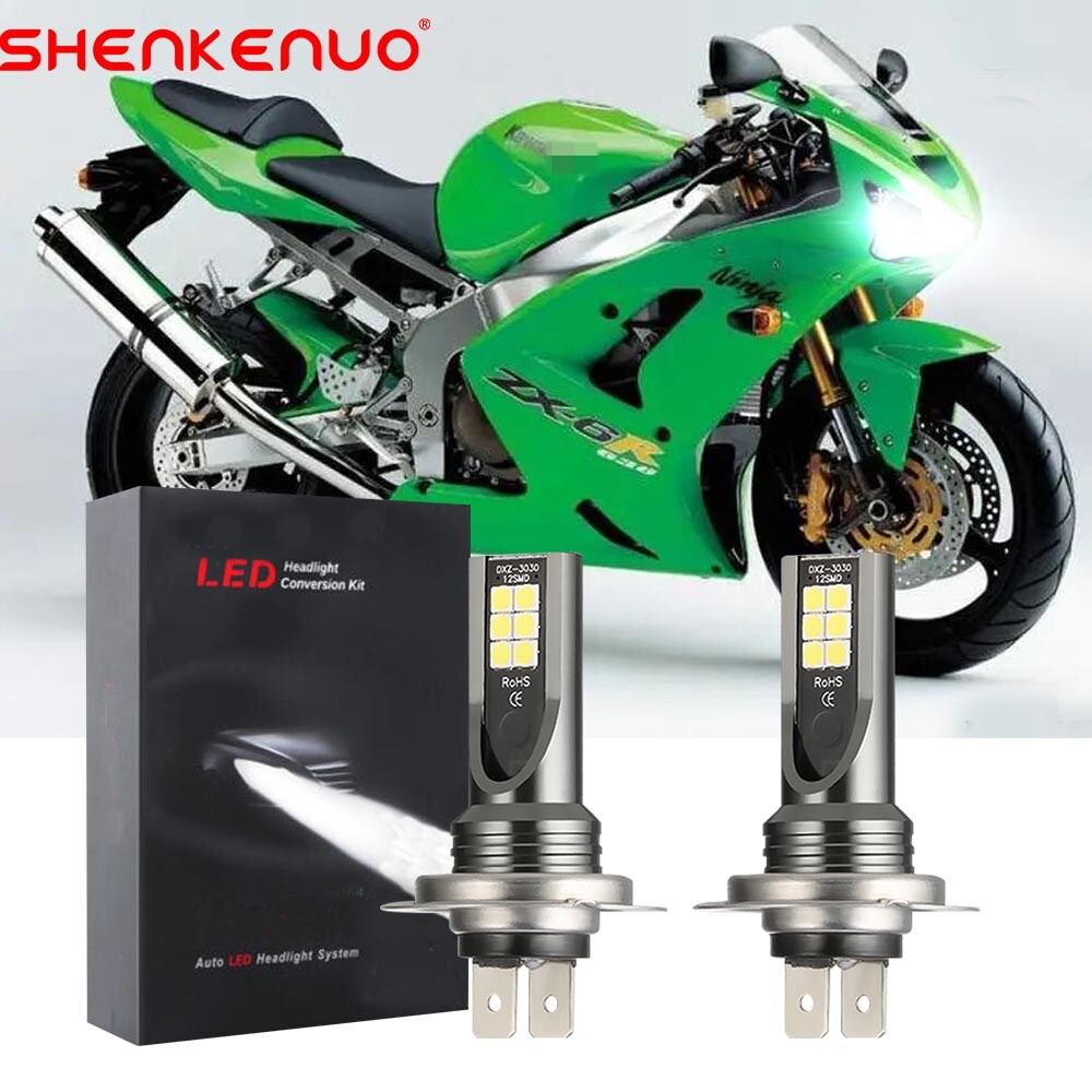 F. LED Headlight Bulbs For Kawasaki Ninja ZX6R ZX636C 2003-06 6000K
