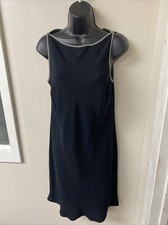Women’s Anne Taylor Loft Black Polyester Sheath Dress With Gray Trim Sz 8