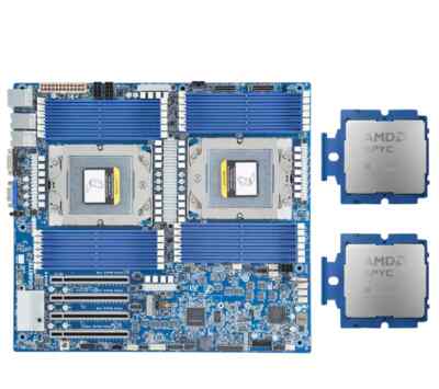 Gigabyte MZ73-LM2 SP5 Motherboard With 2x AMD EPYC 9965 192 Cores