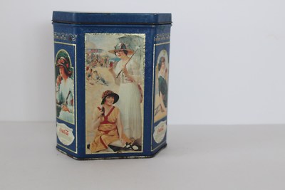 1994 Blue Coca Cola Tin Can Ladies on a Beach Drinking a Bottle or Glass of Coke