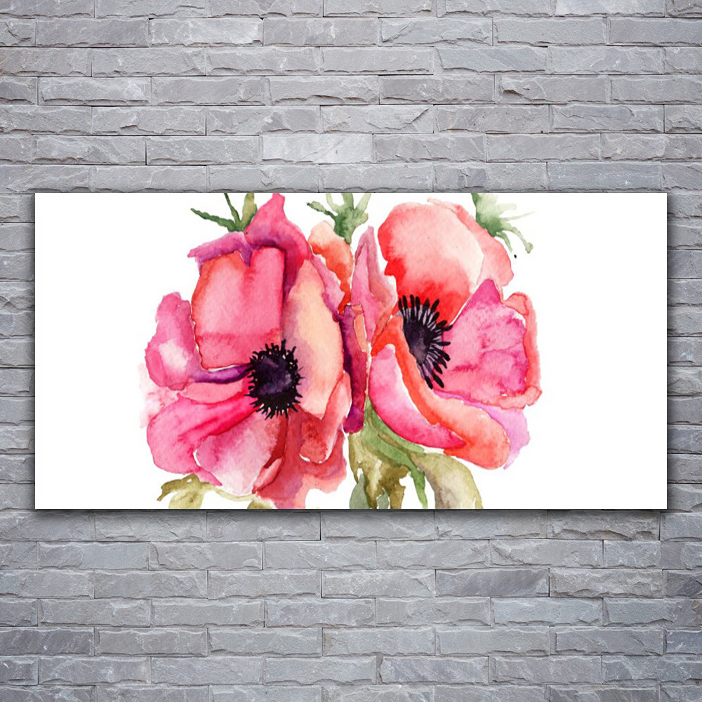 Tableau acrylique fleurs aquarelle décoration murale panoramique Tulup 120x60