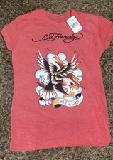 New NWT Ed Hardy Women  s S Juniors L Graphic Logo T- Shirt Eagle Tattoo 77