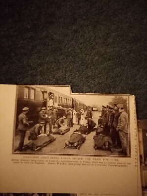 Di23 Ephemera WW1 Bild 1919 Keilrahmen Koffer Krankenwagen Zug R A M C Frankreich 