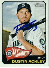 Autographed Dustin Ackley Miami Marlins 2014 Topps Heritage Card #381
