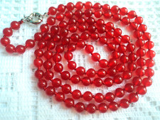 LUNGA COLLANA DI GIADA ROSSA CM 90 DIAMETRO SFERE MM6