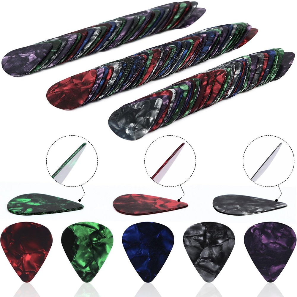 150-Piece Premium Celluloid Guitar Picks Variety Pack with Organizer for All Playing Styles