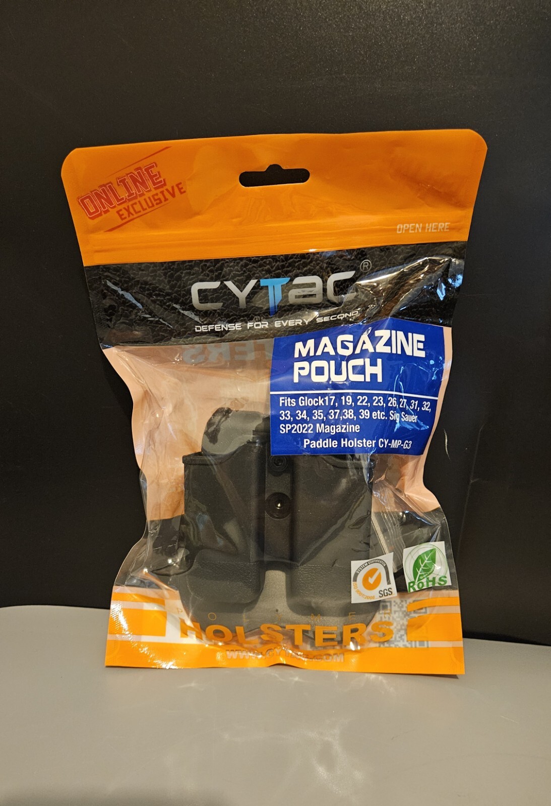 Black Double Magazine Pouch/Case/Holder for Glock 17/19/22/23/26/27 (9mm/40 Mag)-image