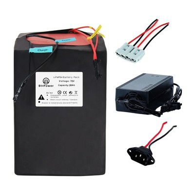 72V Ebike 20Ah LiFepo4 Lithium Battery Pack for 250W-2000W Electric Bike Scooter