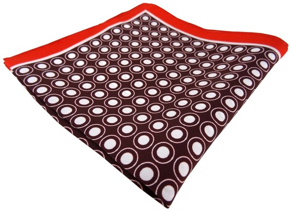 Tigertie Seideneinstecktuch In Rot Schwarz Weiss Gepunktet - Pochette 100% Seide-image