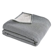 100 Cotton Muslin Blanket King Size 108" x 90", Yarn King Size 108"X90" Grey