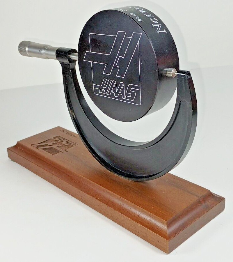 HAAS Automation Inc. Award. Personalized Micrometer/ Clock Trophy