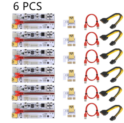 6pcs PCI-E Express 1x to 16x Riser 010 Card Adapter PCIE 1 to 6 4 Slot PCIe Port