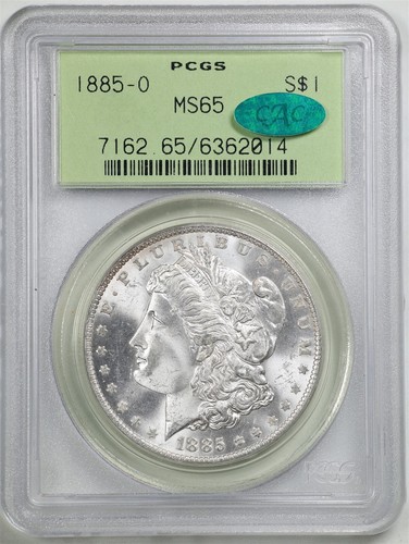 1885-O $1 Morgan Silver Dollar MS65 PCGS CAC 6362014 Old Green Holder