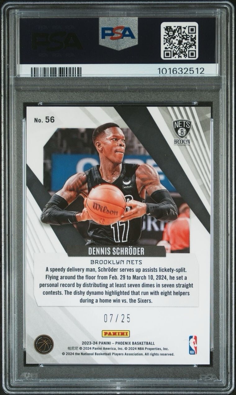2023 PANINI PHOENIX Basketball  56 DENNIS SCHRODER PINK ICE /25 PSA 9 view 2