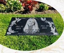 Memorial Headstone 24x12x0.45 inches Human Grave Marker Tombstone Black Granite