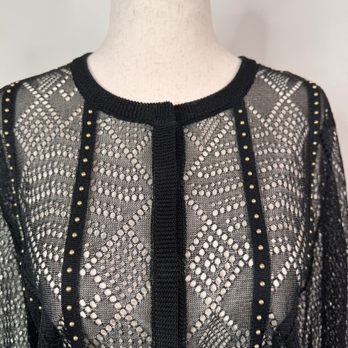NWT Valentino Sheer Silk Cardigan Size Large Studded Delicate Black $2900 Rare - Picture 2 of 15
