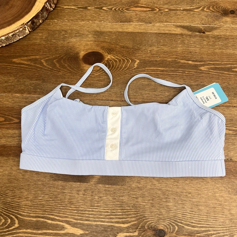 Beach Bunny Lola Blue & White Stripe Bralette Bikini Swim Top Only Sz Xxl - Image 3 of 4