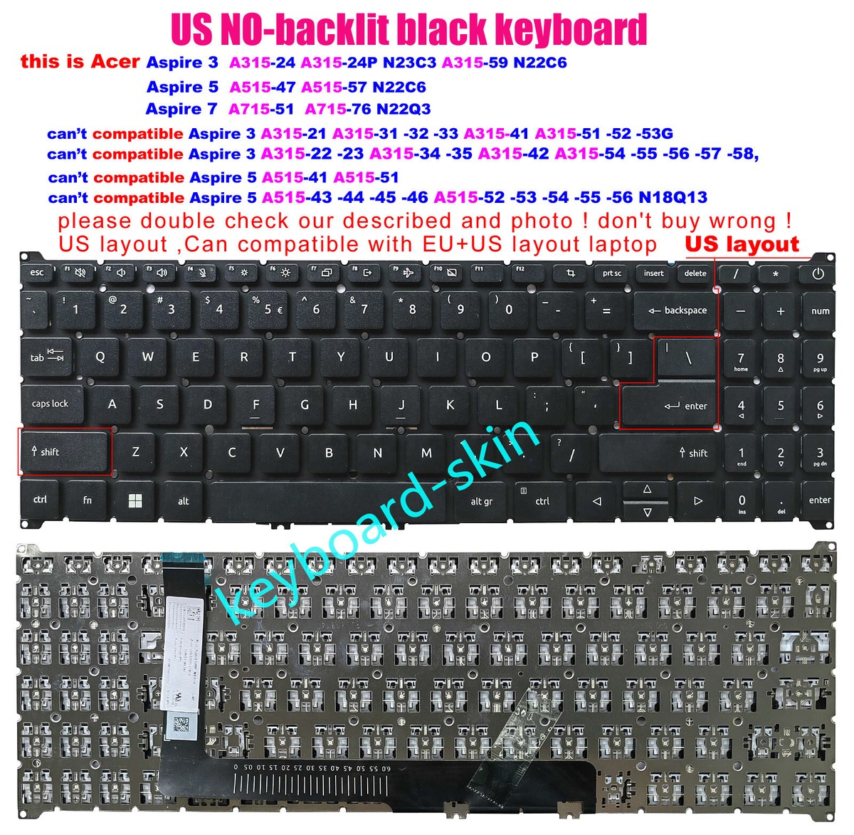 Clavier AZERTY Français Original Pour Acer Aspire 3 A315-34 A315-35 - Neuf Sous Blister