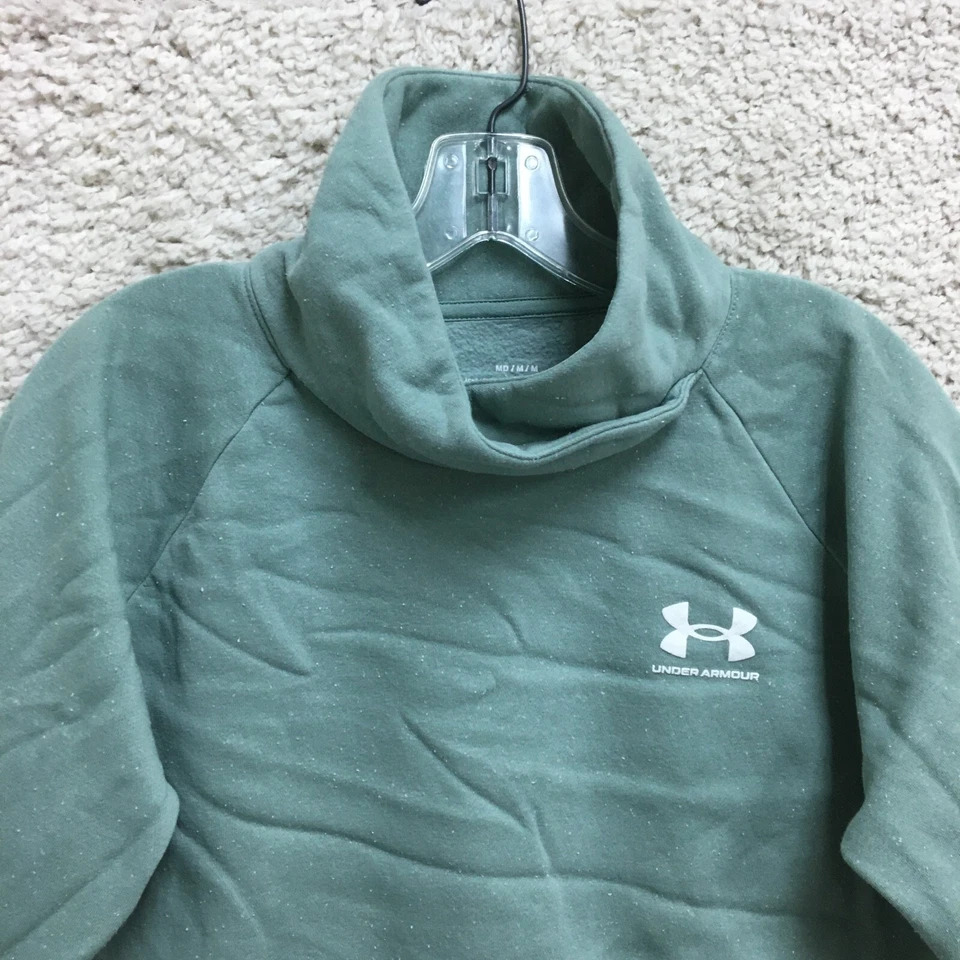 Suéter Under Armour Mediano Adulto Verde Pullover Cuello Simulado Logo Suelto Mujer M Foto 2 de 4