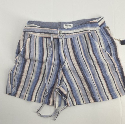 Shorts 100% linen shorts blue striped 