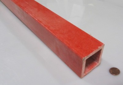 GPO3 Electrical Red Fiberglass Square Tube 2.0 Square x 1/4'' Wall'' Wall x 48'' L