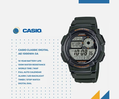GENUINE Casio Digital Sports Mens Watch AE-1000W-1AV AE1000 AE1000W World Time