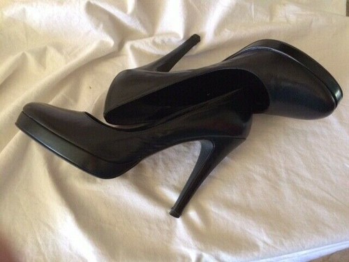 Michael Brand Damen Gr. 10M schwarz Leder Plateau runde Spitze Stiletto Pumps  - Bild 3 von 12
