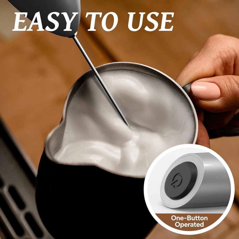 Milk Frother Handheld Battery Operated Electric Foam Maker, Drink Mixer with Sta