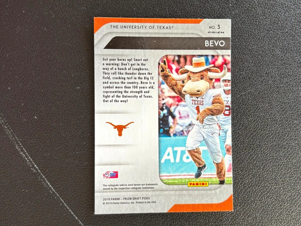 Bevo 2019 Prizm Draft Mascots Silver Prizm Texas Longhorns #3 E22 - Image 2 of 2