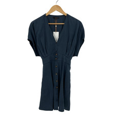 Quince Women Vintage Wash Tencel Button Front Dress Blue M