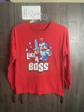 Minecraft Youth Large T-shirt Red Like A Boss Graphic Long Sleeve Mojang Jinx