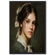 Vintage Woman Portrait Framed Canvas Print Classic Wall Art Home Decor