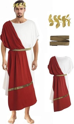 Men's Greek Toga Halloween Costume w/ Headband Roman Style Adult Outfit X-LARGE