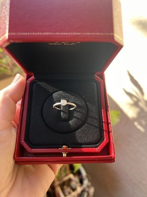 Cartier Platinum Solitaire Round Diamond Engagement w/pave diamond Ring Size 6.5