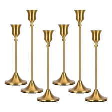 Candlestick Holders Taper Candle Holders, Candle Stick Holders Set of 6, Bras...