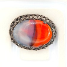 Vintage Miracle Celtic Brooch Faux Agate Stone Scottish Jewelry Mothers Day