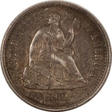 1862 SEATED LIBERTY HALF DIME - XF/AU DETAILS W/ OLD OBV SCRATCH!
