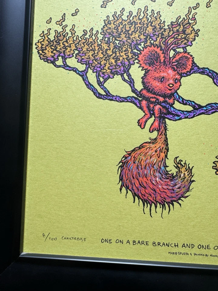 Marq Spusta One On A Bare Brance/100 Chartreuse (profesionales enmarcados) raro  Foto 4 de 4