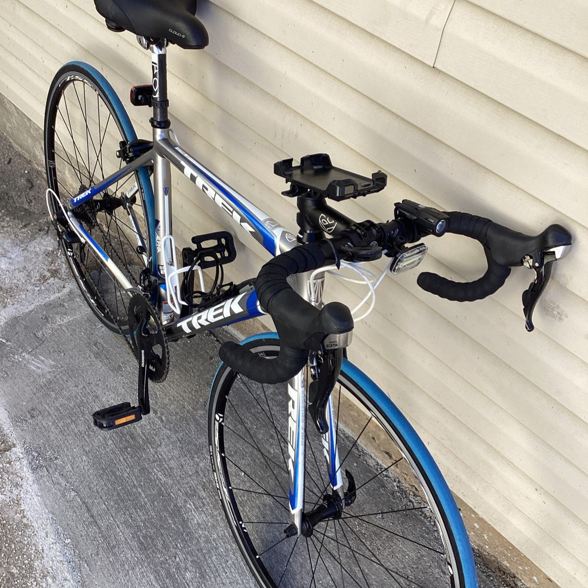 Trek Alpha Road Bike 700C Silver Blue White Drop Bar Lightweight