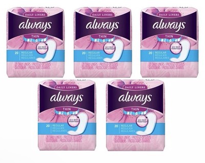 5x always @ THIN ALL DAY ''NO FEEL'' Pantyliners  @ 5x 20PCS = 100