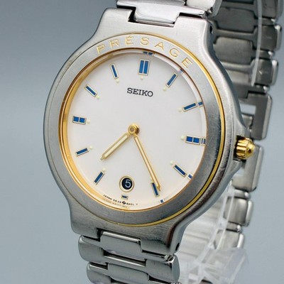 SEIKO PRESAGE 5E39 Vintage Wristwatch Blue Index Quartz Elegant RARE NB/NA