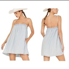 SHOW ME YOUR MUMU WOMEN'S CHAMBRAY ANGEL MINI DRESS Sz S (#2)