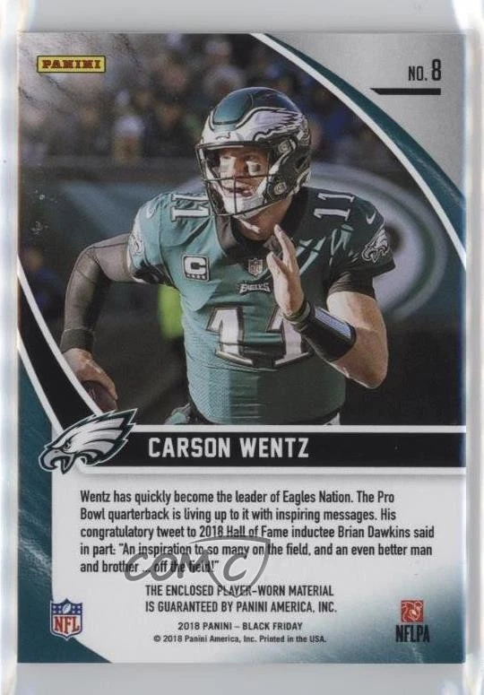 2018 Panini Black Friday Materials Escher Squares /25 Carson Wentz #8 - Image 2 of 2