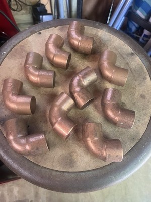 Copper Pipe Fittings 90 Degree Elbow 1'' Inch - Lot of 10